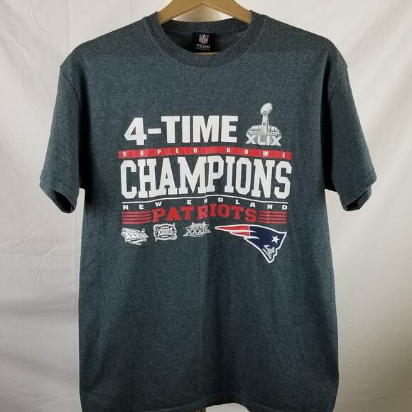 Patriots NFL 4 Time National Champions Gray Tee Very Good! Size M - Picture 1 of 7